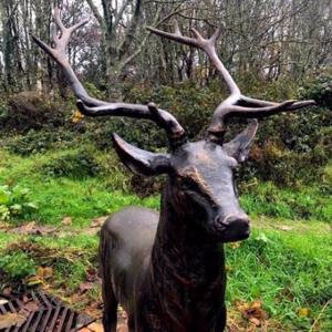 Cast Iron Majestic Stag - Bronze  Statue - Facing Forward